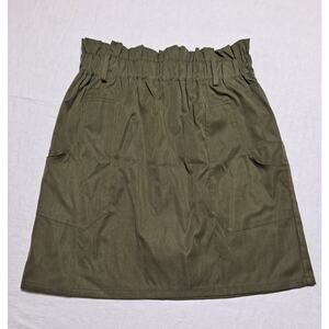 Kancy Kole Medium High Waist Mini Skirt Olive Green Deep Pockets